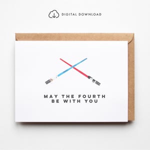 Möge das Vierte mit dir sein Karte - digitaler Download - Lichtschwerter