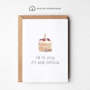 Tarjeta de felicitación imprimible - Tarjeta de cumpleaños con temática de Jellycat / Descarga digital
