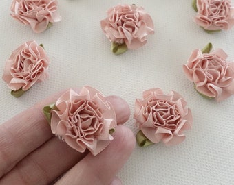 10 fleurs en tissu rose poudré 2,5 cm 2,5 cm, petites appliques florales à coudre