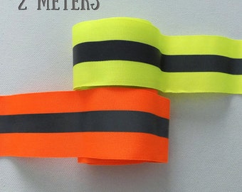 2mts Neon reflektierendes Ripsband 5cm breit, Neon flexibles Reflektorband