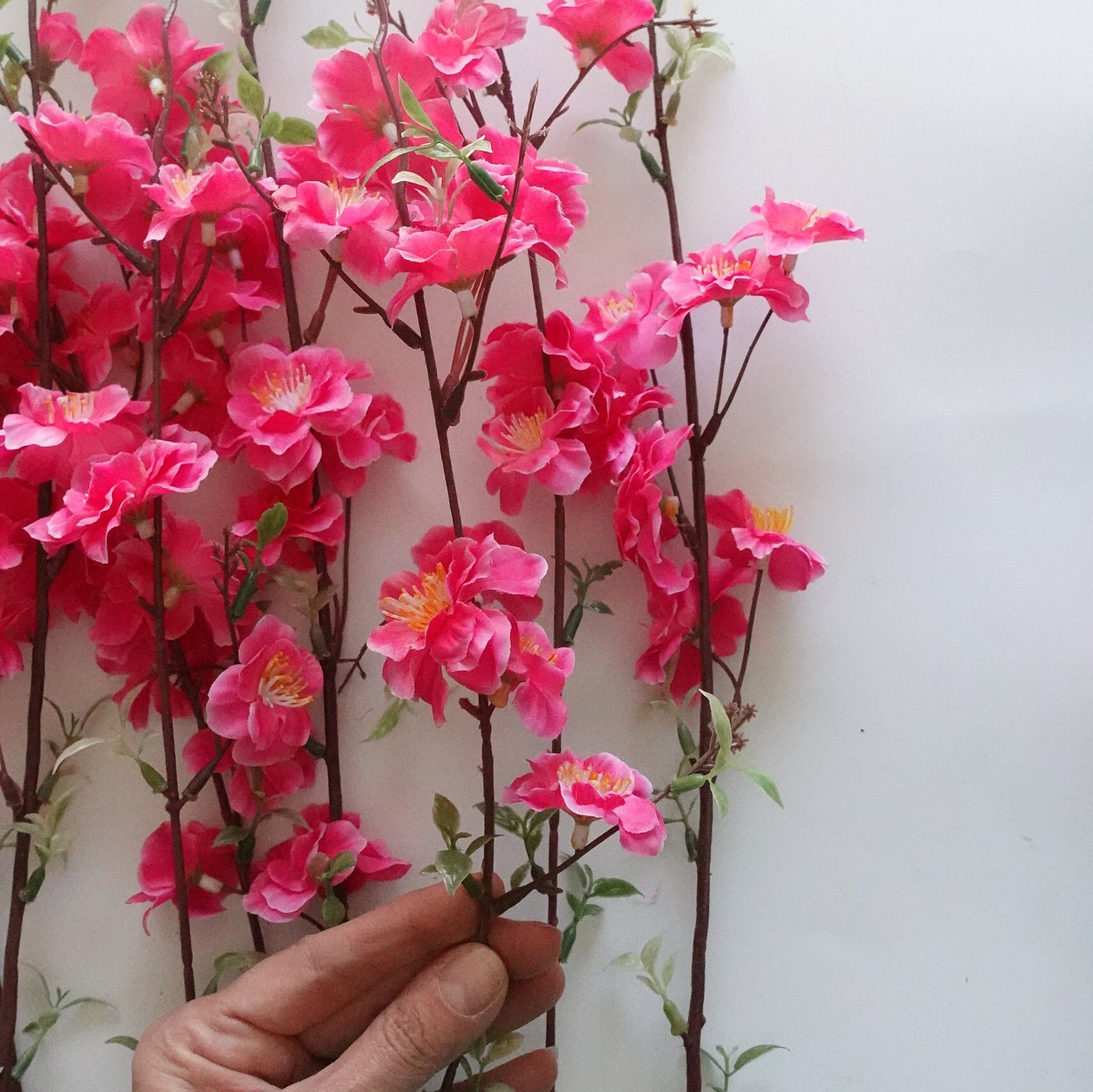 5 Artificial Pink Cherry Blossom Branches 4558 Cm Etsy UK