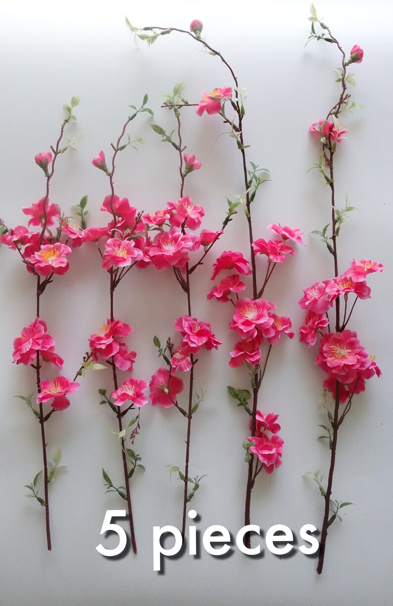 5 Artificial Pink Cherry Blossom Branches 4558 Cm Etsy UK