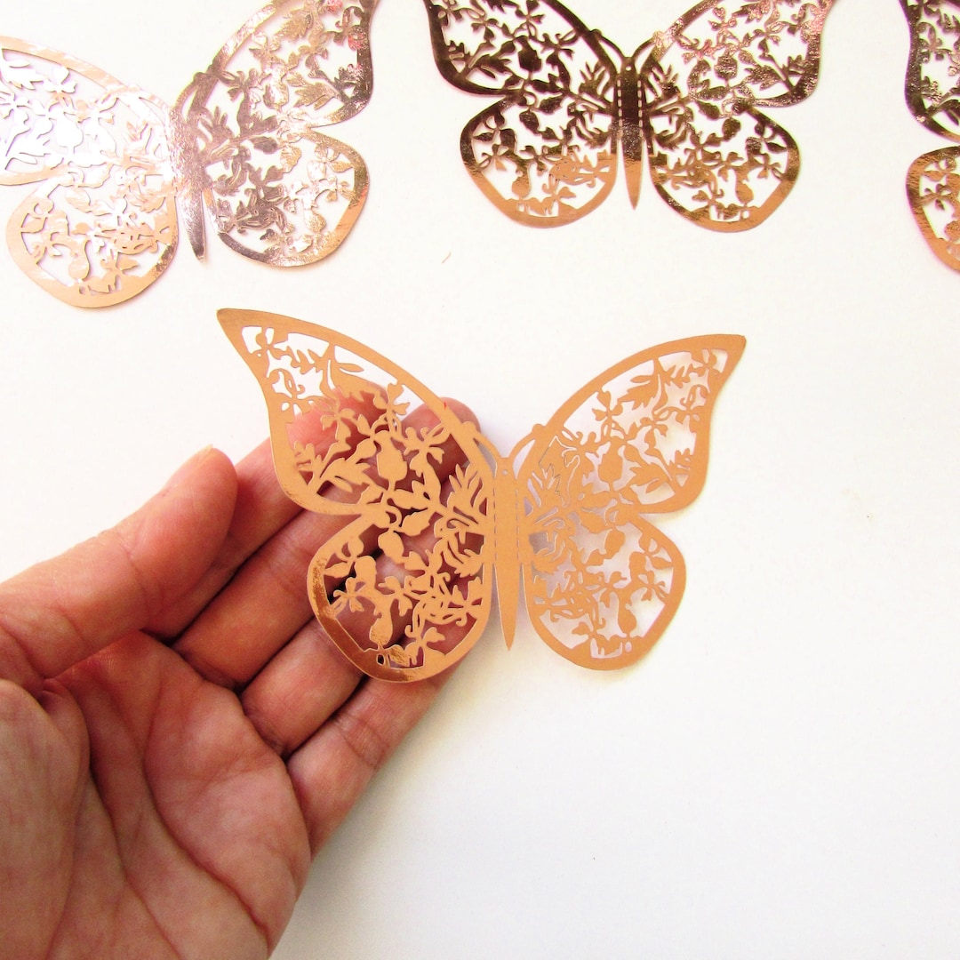 12 Rose Gold Wall Stickers 2D Butterflies for Home Decor Etsy