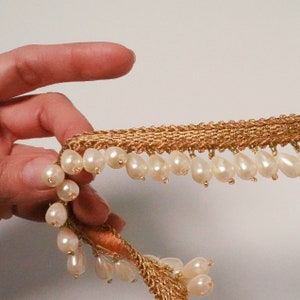 1 Yard Pearl trim sold by the yard, drop shape faux pearl trimming