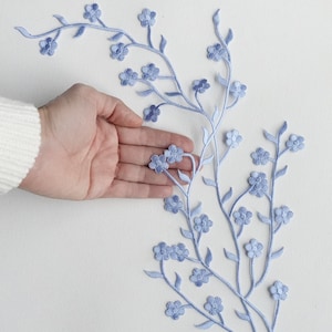 Iron on floral embroidered applique, Long vertical flower patch