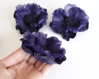 Set of fabric flowers 9 cm for fascinators, headbands and crafts