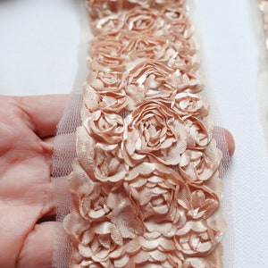2D flower trim sold by the yard 6 cm wide, Ruffle floral lace