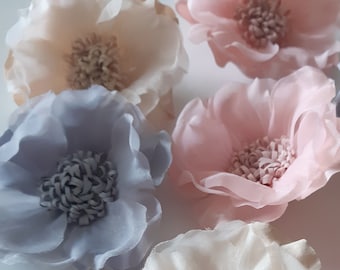 4 Fabric Flowers 9 cm