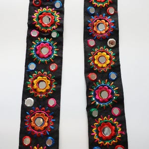 Geborduurde bloemenrand, op maat gesneden, zwarte bloemenkant, boho bloemenrand