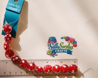 Hildie & Jo Strung Glass Beads, beautiful red polka dot beads, Jewelry Making Supplies!