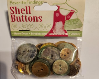 Yellow & Lime Round Agoya Shell Buttons - 48 count. 1/2" 5/8" 3/4" 7/8" Mix