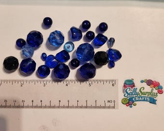 Mix of blue glass beads - very pretty mix!