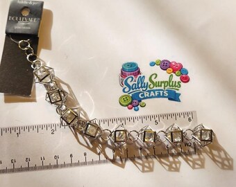 Hildie & Jo Strung on a chain, Mixed Metal Bead on with clear stone inside.  Jewelry Making Supplies!