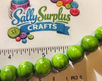 Hildie & Jo Strung Large Green Pea Colored Ceramic Beads, Jewelry Making Supplies!