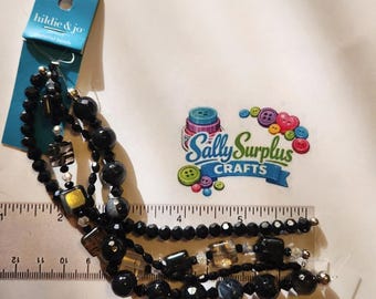 Hildie & Jo Strung beautiful black, beveled and smooth mixed material beads, Jewelry Making Supplies!
