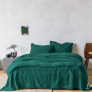 Linen bedding set, Duvet cover + 2 Pillowcases in Dusty Green color, King, Queen, Twin, Double