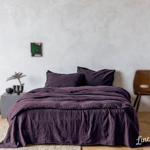 Purple Linen Duvet Cover Set: Stone Washed Bedding