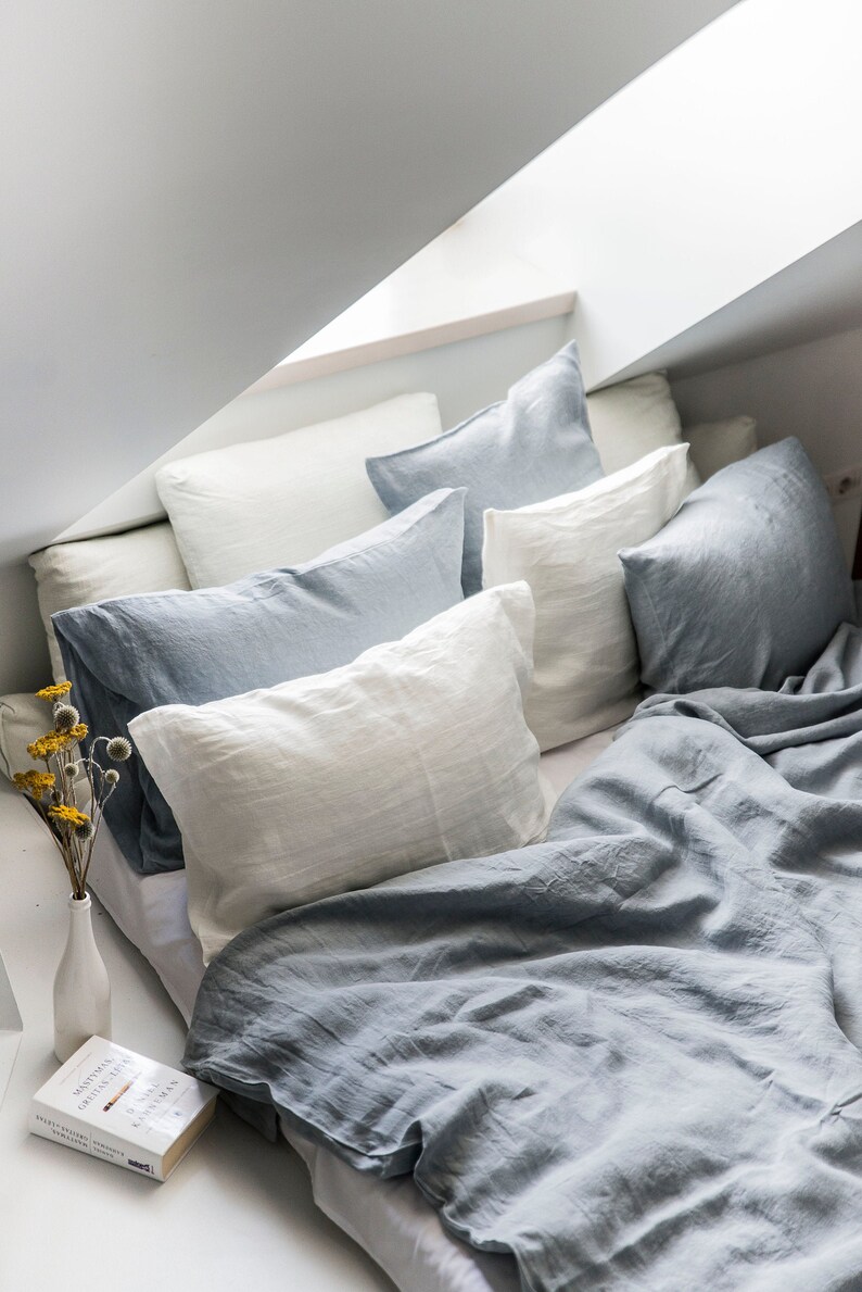 Linen Duvet Cover in Light Gray color Flax duvet King Queen Etsy