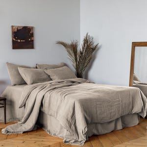 Linen bedding set, Duvet cover + 2 Pillowcases in Oatmeal (natural) color, King, Queen, Twin, Double