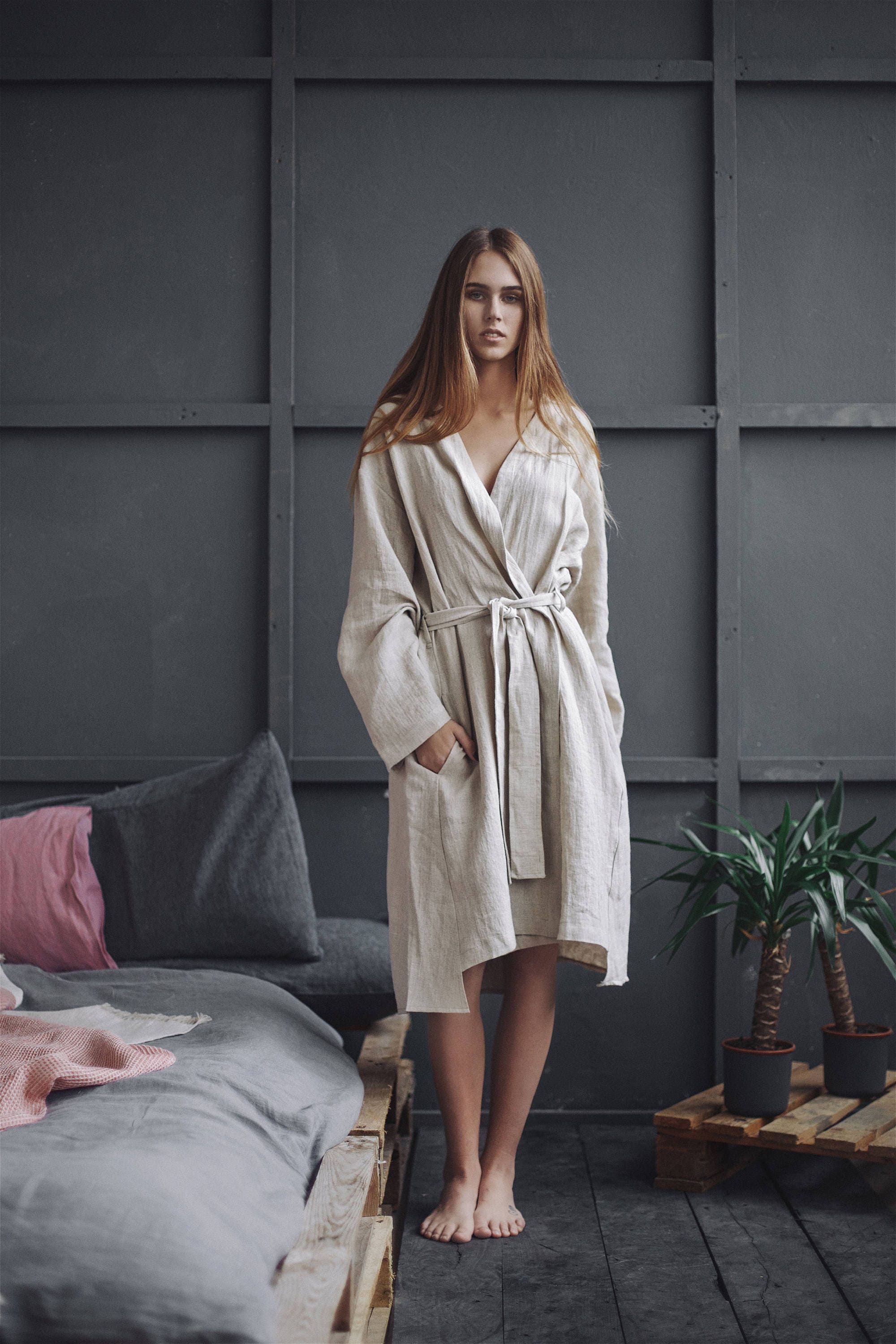 Linen Robe Custom Robe Bride Robe Linen Robe Bachelorette Etsy