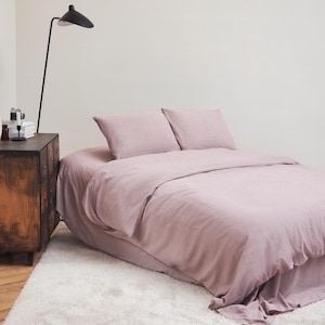Linen Duvet Cover SET in Pale Rose Color. Hand-dyed duvet cover + 2 pillowcases. Stonewashed fabric, heirloom quality, luxury bedding