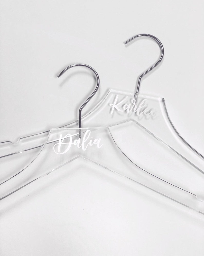 Custom Acrylic Wedding Dress Hanger Acrylic Hanger Bride Hanger Bridesmaid Gift Bridesmaid Hanger