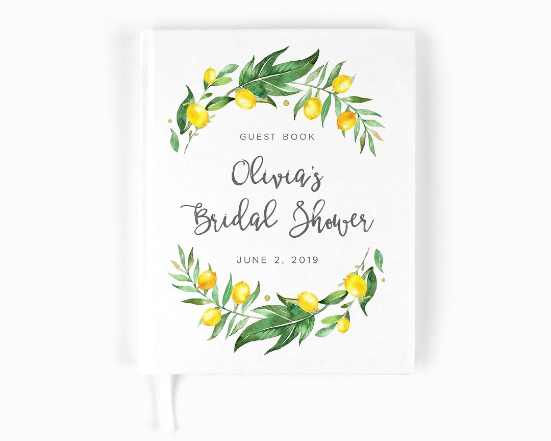 Lemon Guestbook, Guest Book, Bridal Shower Baby Shower, Citrus Lemons