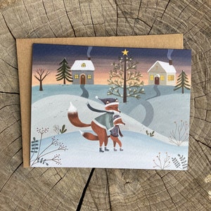 Pour Les Fêtes de Fox de Zazzle.be Liste d'envies Vous avez des idées ? Patinage sur glace animaux des bois | Carte de Noël animal unique | Animaux de la forêt