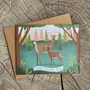 Muttertagskarte Reh, glücklicher Muttertag, Naturtierkarte, Mama Deer Muttertagskarte, alles Gute zum Muttertag, süße Karte für Mama