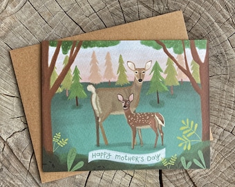 Mama Deer Mother’s Day Card, Happy Mother's Day, Cute Card For Mom