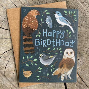 Alles Gute zum Vogel Geburtstagskarte, Vogel Karte, Frühlingsgeburtstag, niedlicher Geburtstag, Midwest Birds
