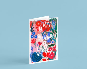 Happy Birthday Lovely, Floral, Greetings Card