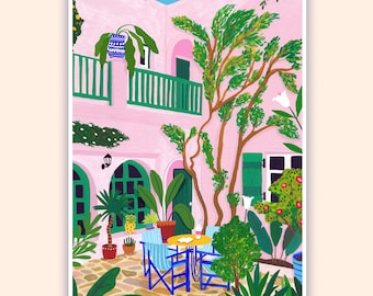 A Tropical Afternoon, Plants, Tropical, Holiday, Art Print