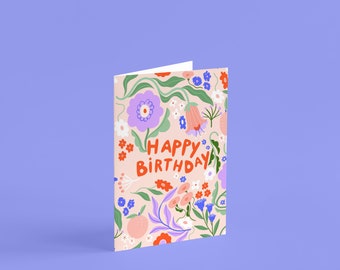 Birthday Card, Happy Birthday, Floral, Greetings Card