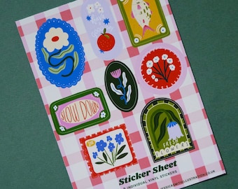 Floral Stamp, Sticker Sheet