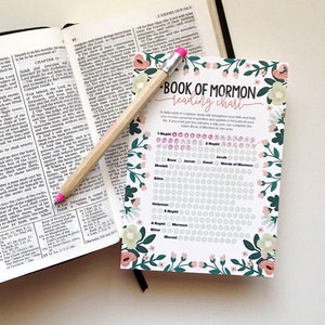 Boek van Mormon leeskaart - witte bloemen - INSTANT DOWNLOAD