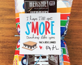 S'more Gift Tag – I Hope I Get S'More Teachers Like You, Teacher Appreciation- INSTANT DOWNLOAD