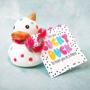 Rubber Duck Valentine – Non-Candy Valentines – Lucky Duck - INSTANT DOWNLOAD