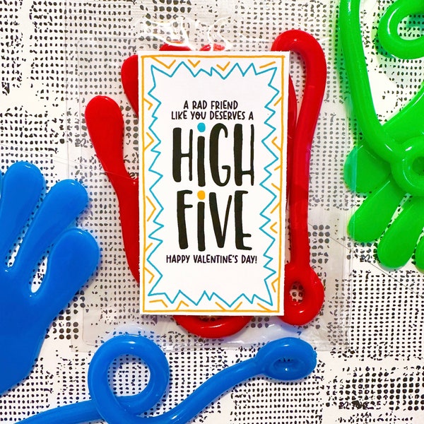 Sticky Hand Valentine – Non Candy Valentines – High Five - INSTANT DOWNLOAD