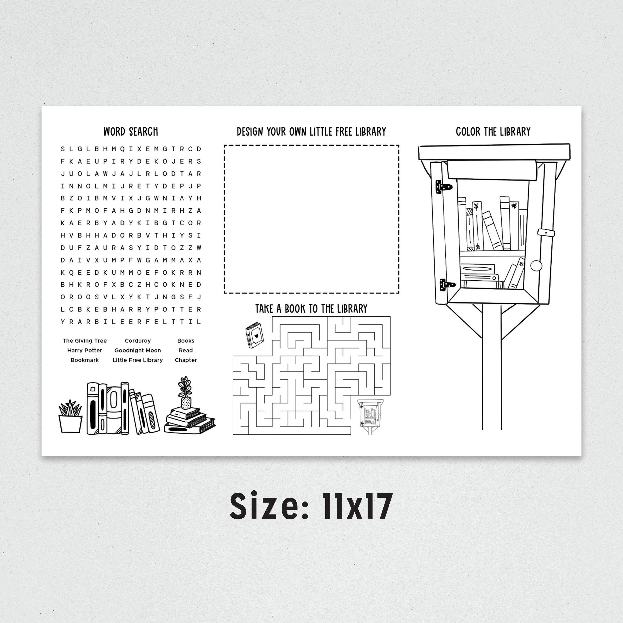 Library Activity Page Little Free Library Activity Sheet - LFL Coloring Page - INSTANT ...