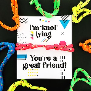Vriendschapsarmband Valentine – Non Candy Valentines – Ik ben "Knot" Liegen, je bent een geweldige vriend - INSTANT DOWNLOAD