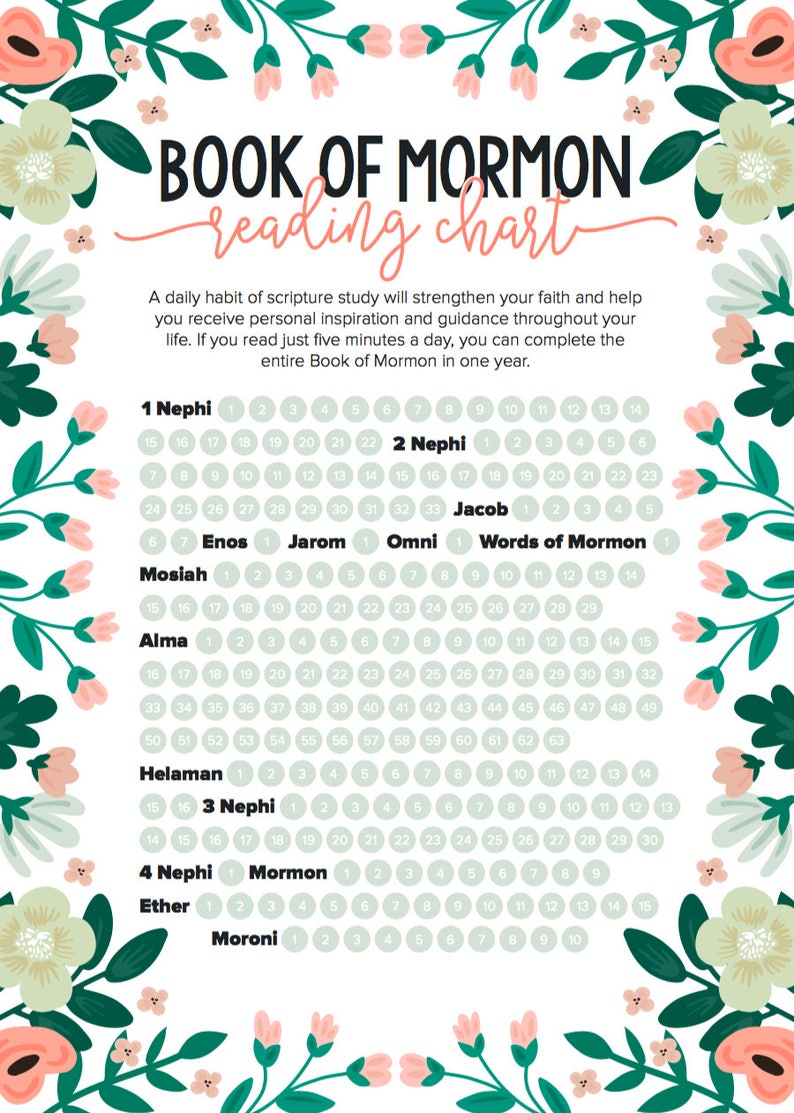 Book Of Mormon Reading Chart Printable Printable Word Searches