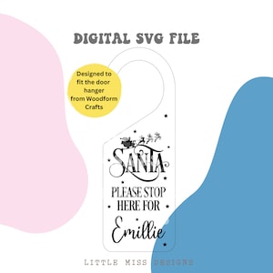 Papai Noel, por favor, pare aqui cabide de porta SVG, arquivo de corte de Natal