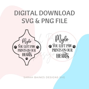 You left paw prints on our hearts svg, pet memorial svg file, Cricut SVG file, Arabesque bauble svg