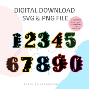 Dinosaur cake topper svg, Dinosaur numbers svg, Dinosaur SVG, Cake topper SVG