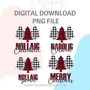 Merry Christmas trees sublimation, Nadolig Llawen, Nollaig Chridheil, Nollaig Shona, sublimation Christmas, Christmas PNG