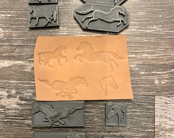 Horses western 3d printed leather embossing stamps for leather soap pottery