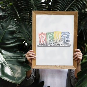 rent silhouette print | red, yellow, green, blue | digital download