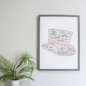 a christmas carol musical silhouette print | hand lettered | black & red | digital download