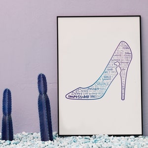 Cinderella Musical Silhouette Print | Hand-Lettered | Blue, Purple | Digital Download